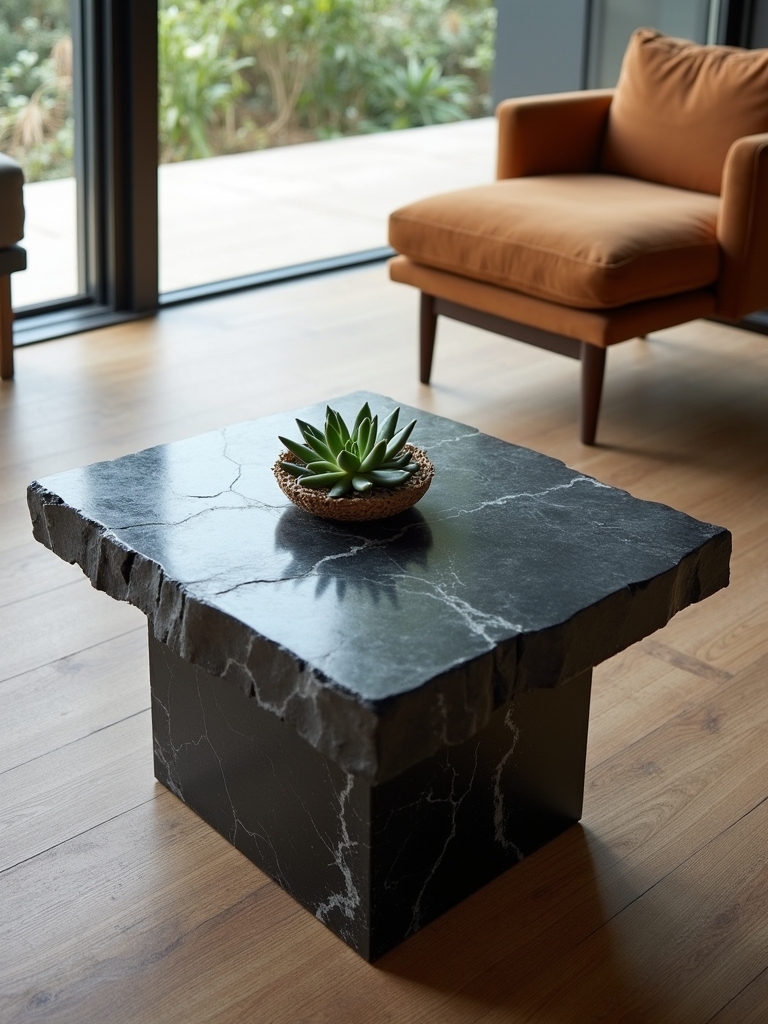 sleek modern black stone