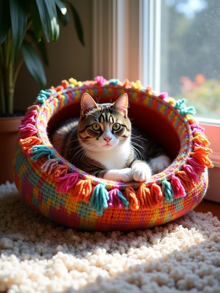 stylish colorful cozy cat bed