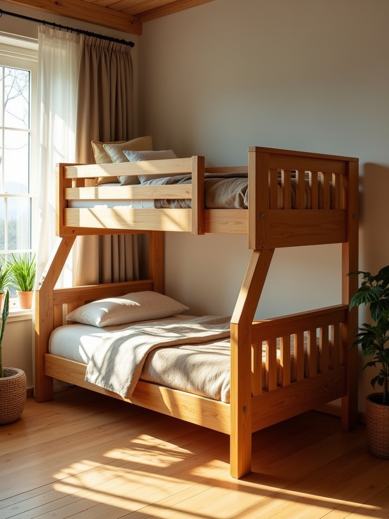stylish wooden bunk beds