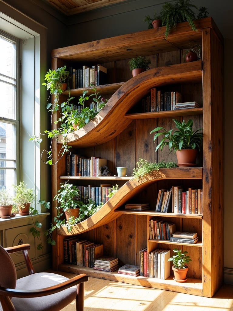 sustainable unique warm bookshelf