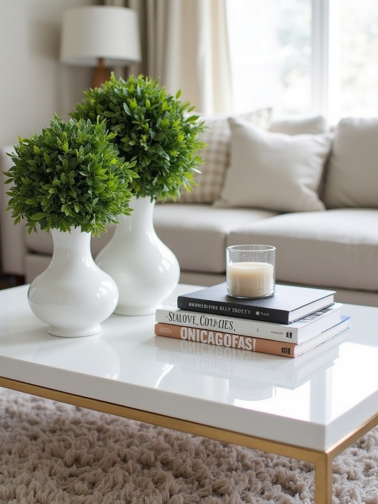 symmetrical coffee table arrangements