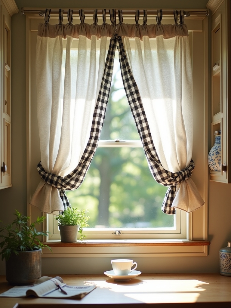 timeless checkered cafe curtains