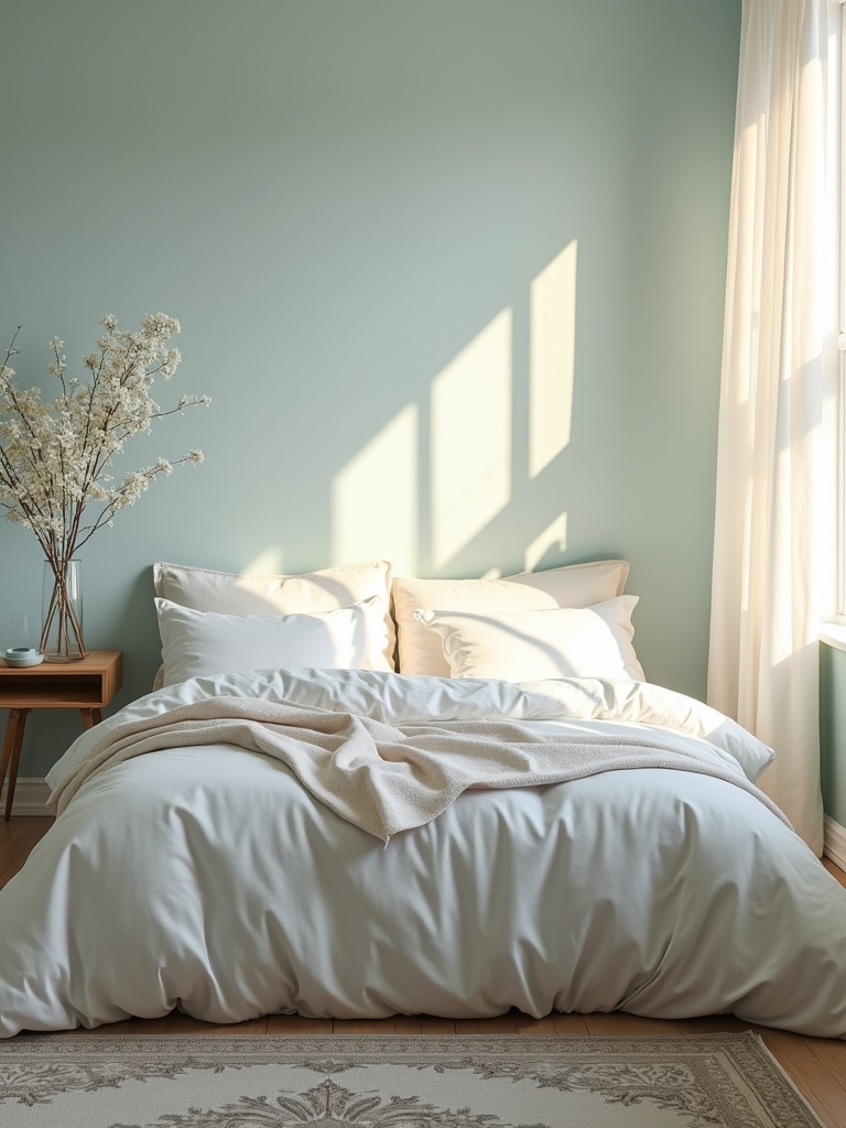 tranquil pale blue bedroom