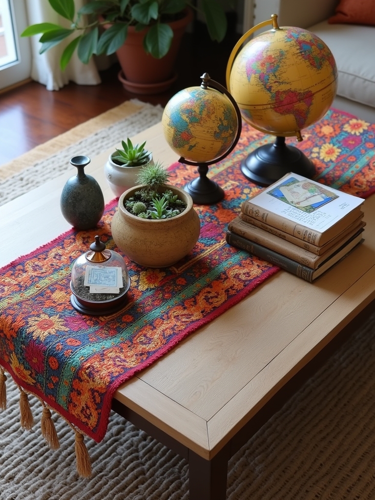travel themed coffee table display