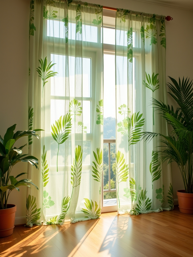 tropical leaf window sheers
