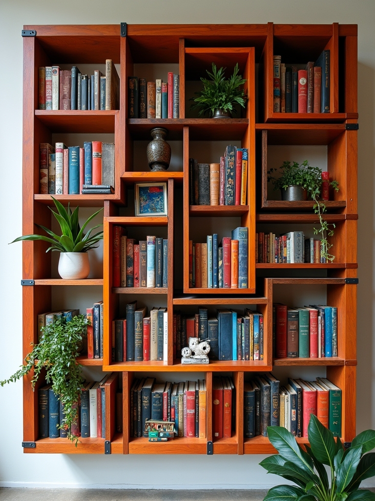 unique wall mounted bookshelf maze