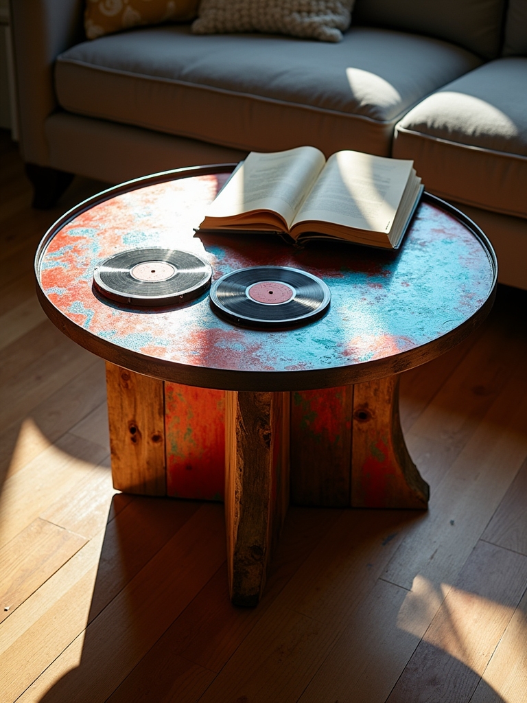 upcycled drum coffee table