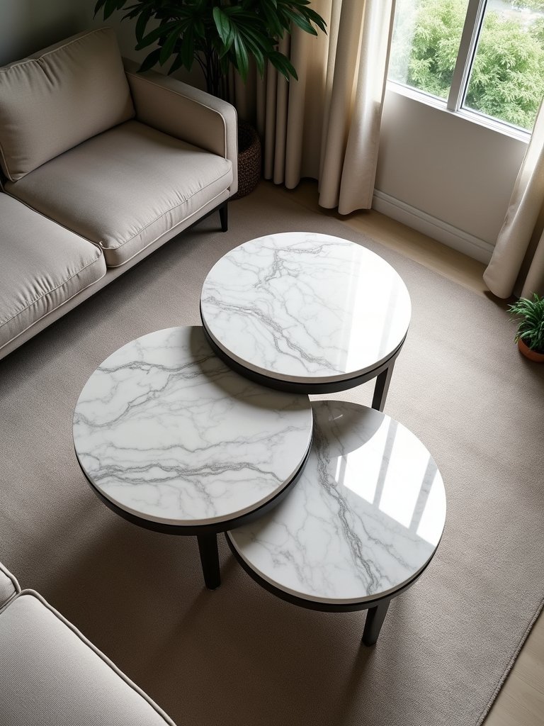 versatile nesting marble tables