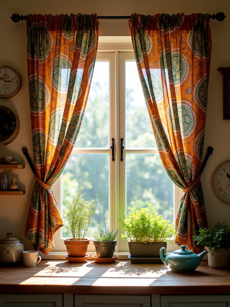 vibrant bohemian print curtains