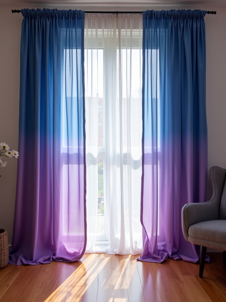 vibrant gradient curtain decor