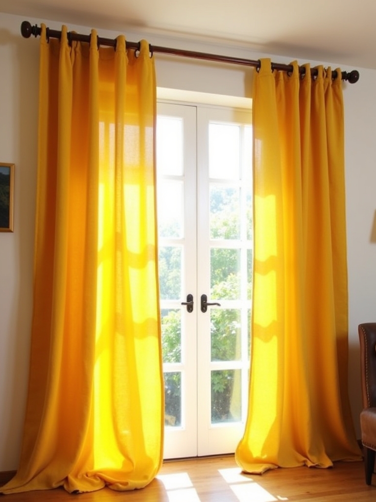 vibrant mustard yellow drapes