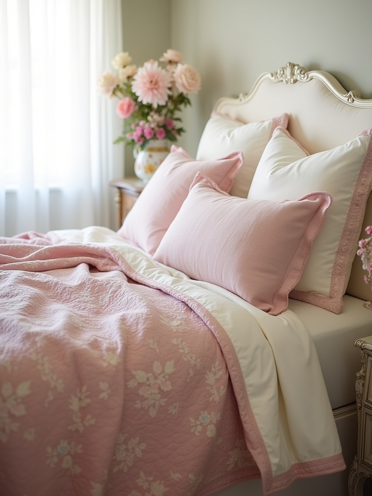 vintage dusty pink quilt