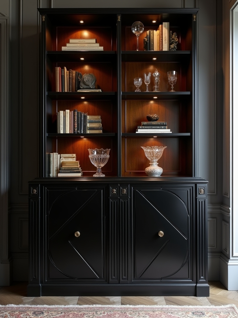 vintage glamour black bookcase