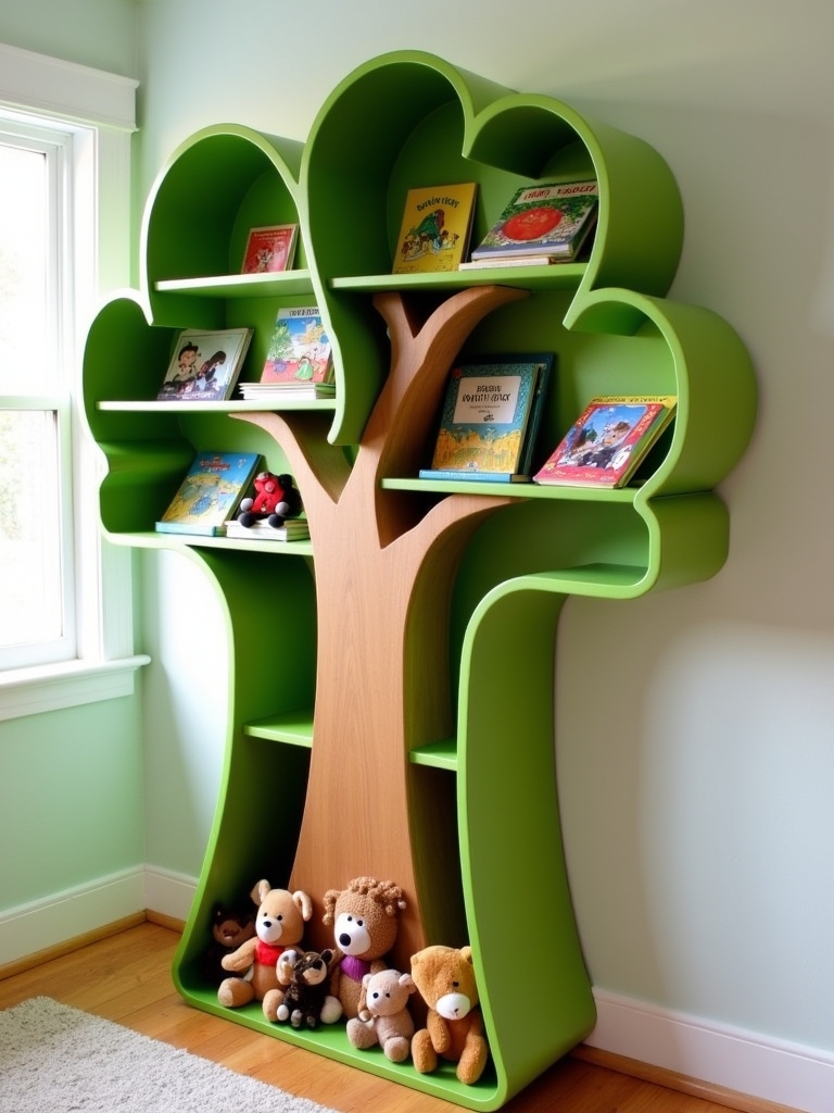 whimsical functional organized bookshelf
