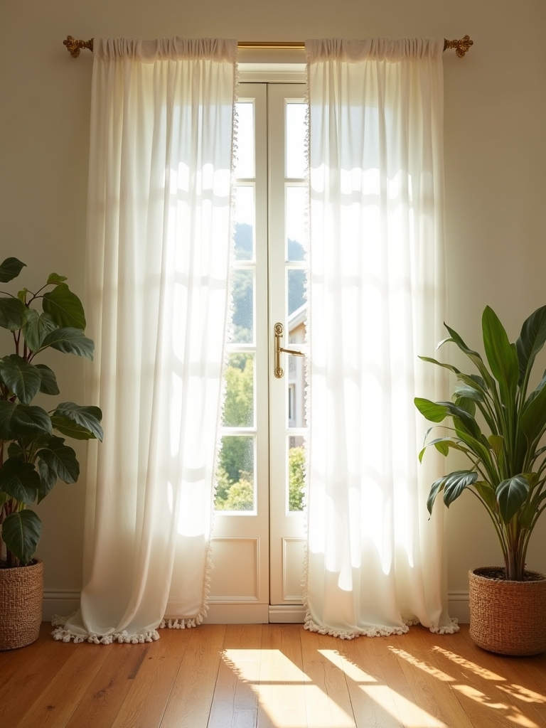 bohemian white fringe curtains