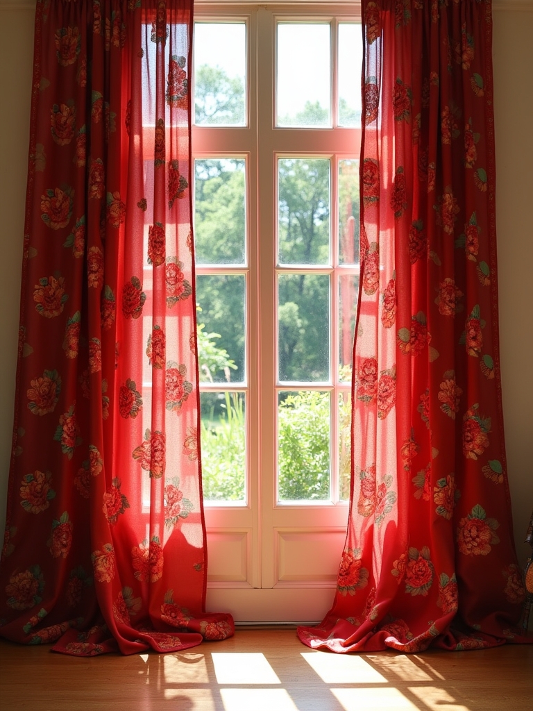 bold floral curtains brighten
