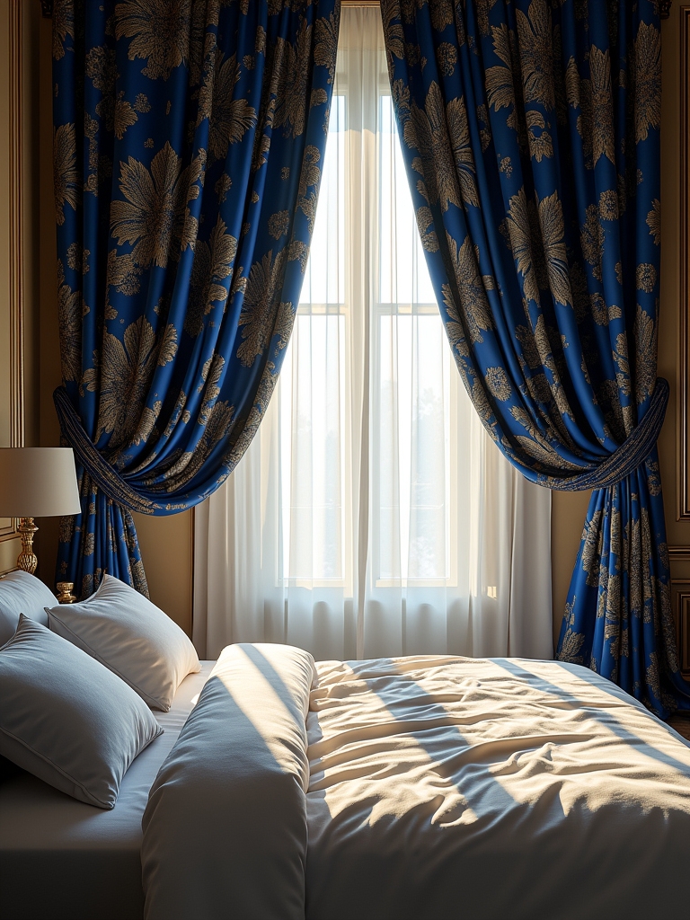 bold patterned bed curtains
