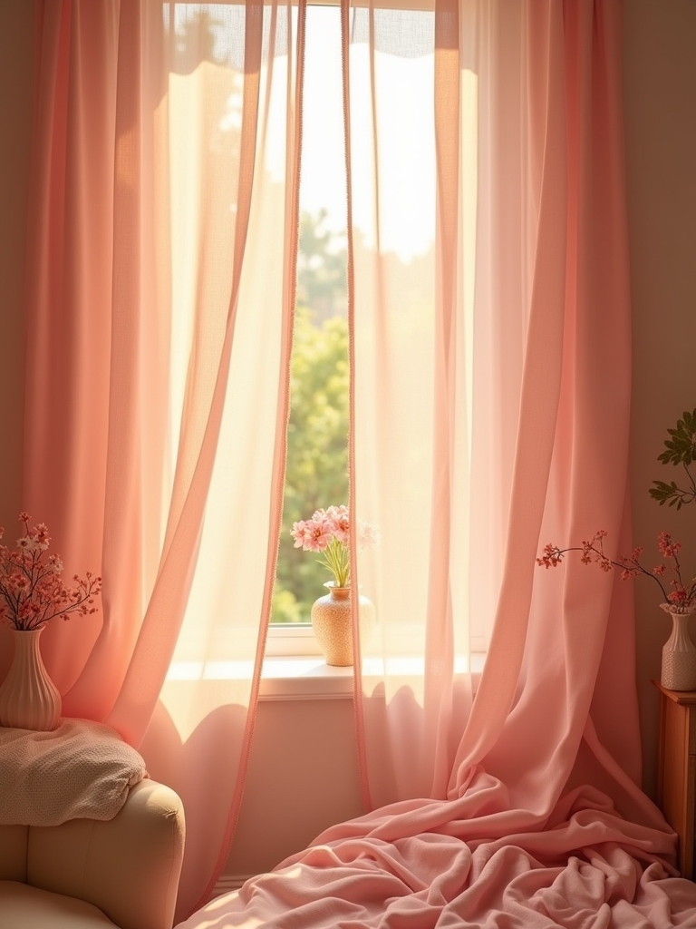 breezy casual pink curtains
