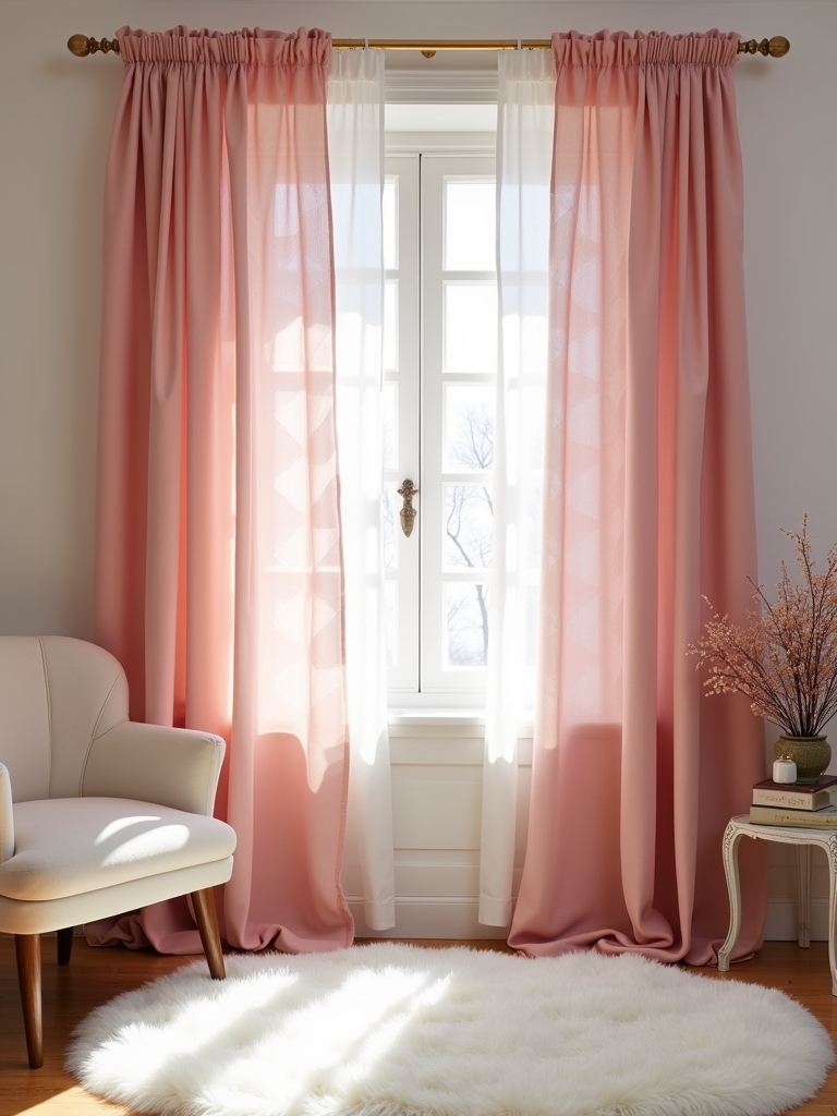 chic geometric pink drapes