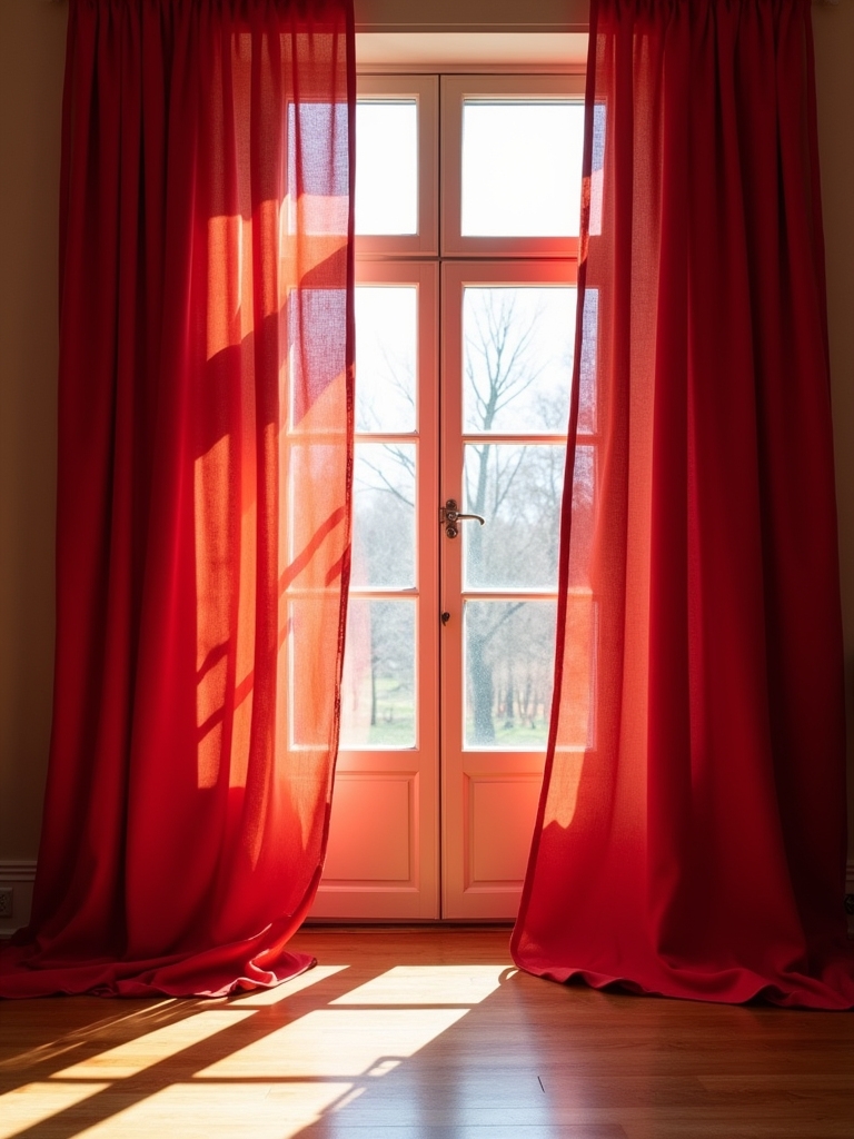 chic red linen curtains