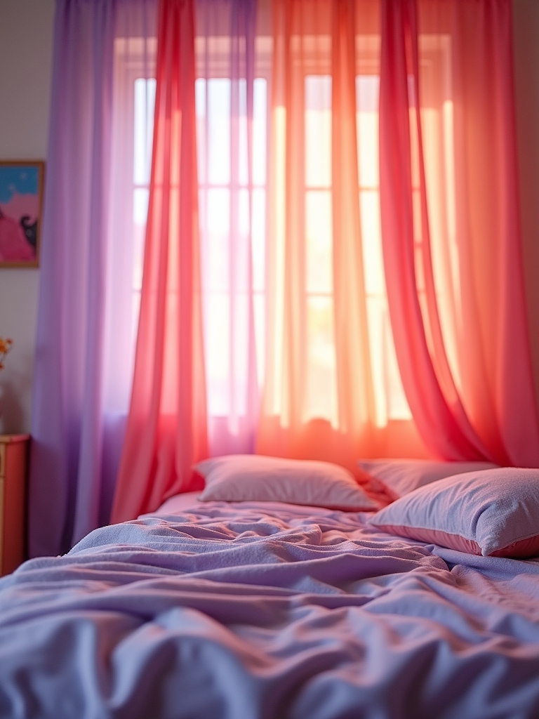 colorful ombre bed curtains