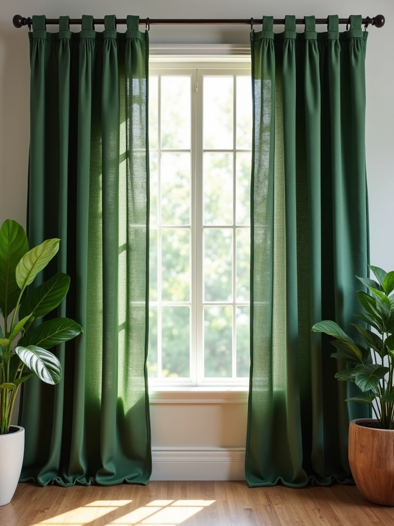 cozy bottle green curtains