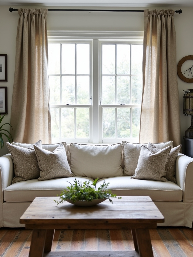 cozy farmhouse burlap curtains