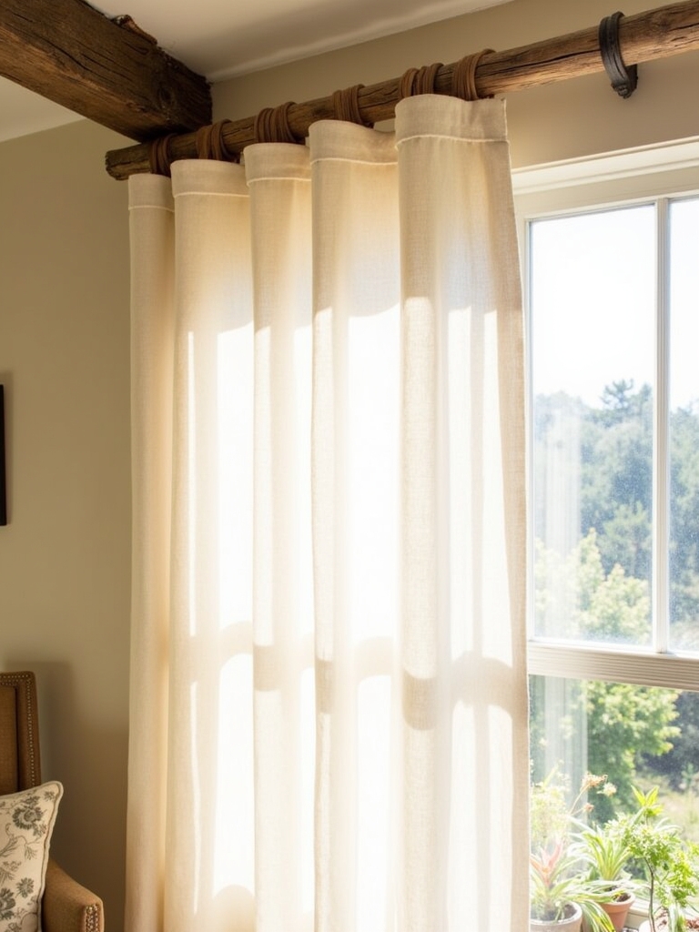 cozy rustic linen drapes