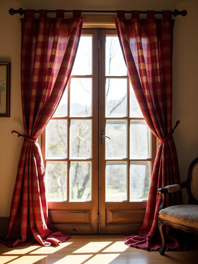 cozy rustic red curtains