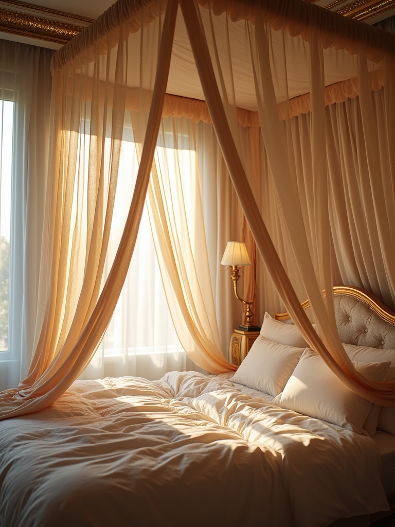 elegant silk canopy curtains