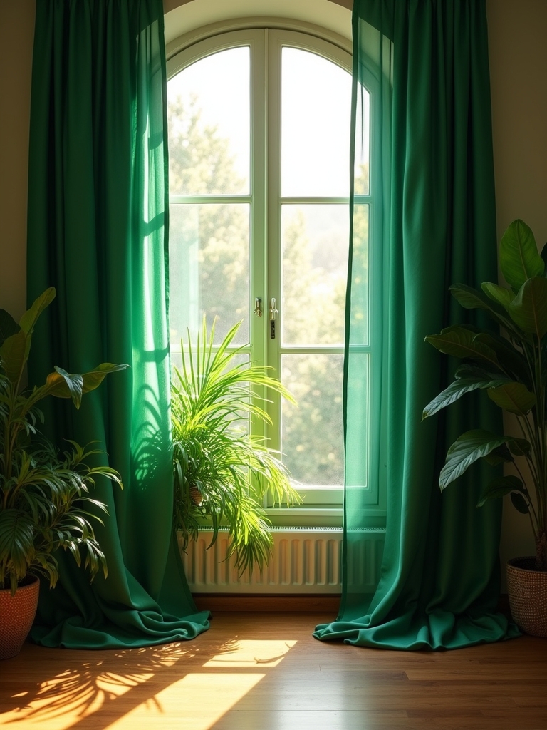 luxurious emerald green curtains