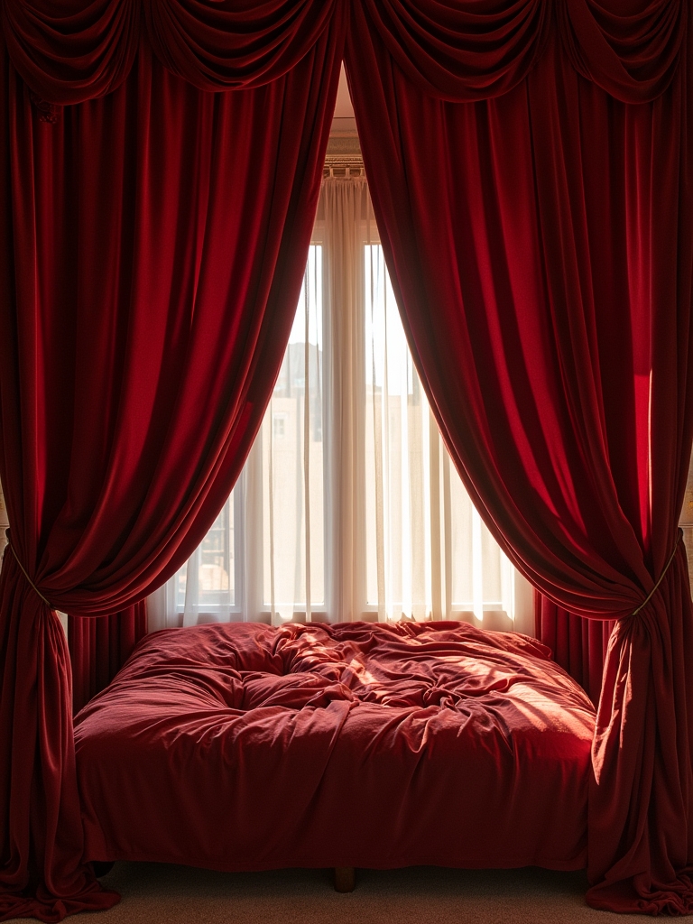 luxurious velvet canopy curtains