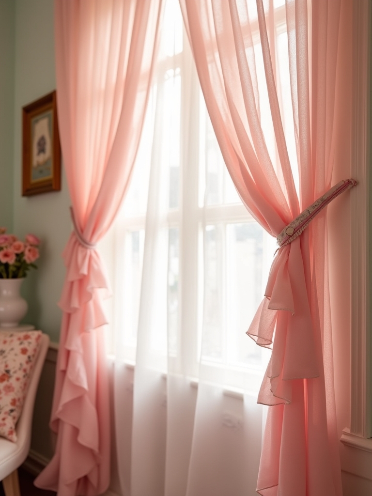 ruffled pink curtains charm