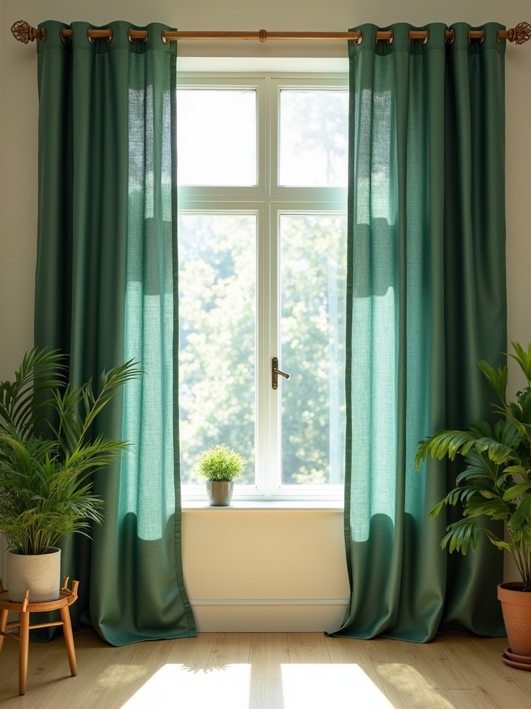 serene pine green curtains