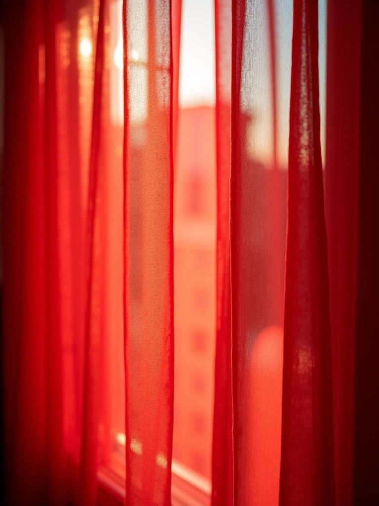 sheer red curtains elegance