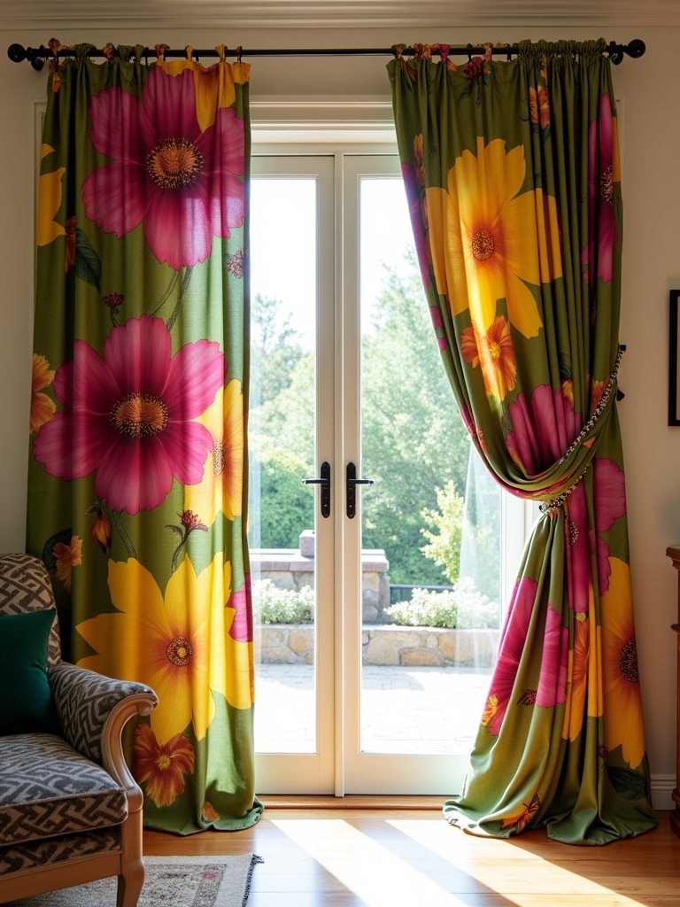 vibrant floral curtain designs