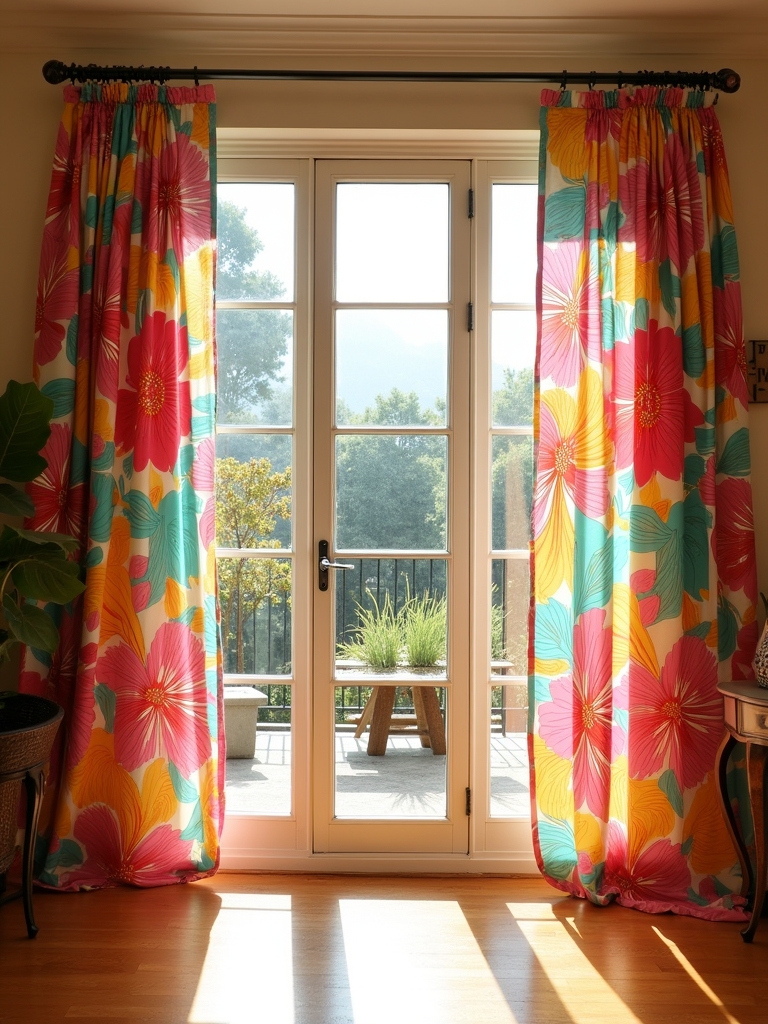vibrant floral curtain designs