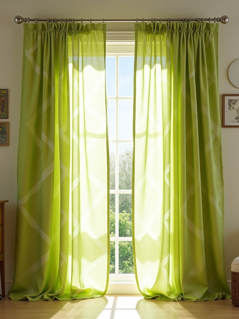 vibrant geometric print curtains