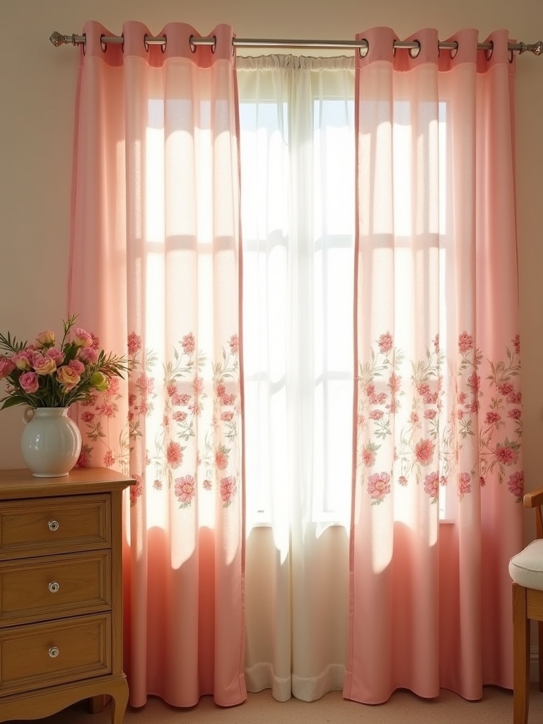 whimsical floral pink curtains