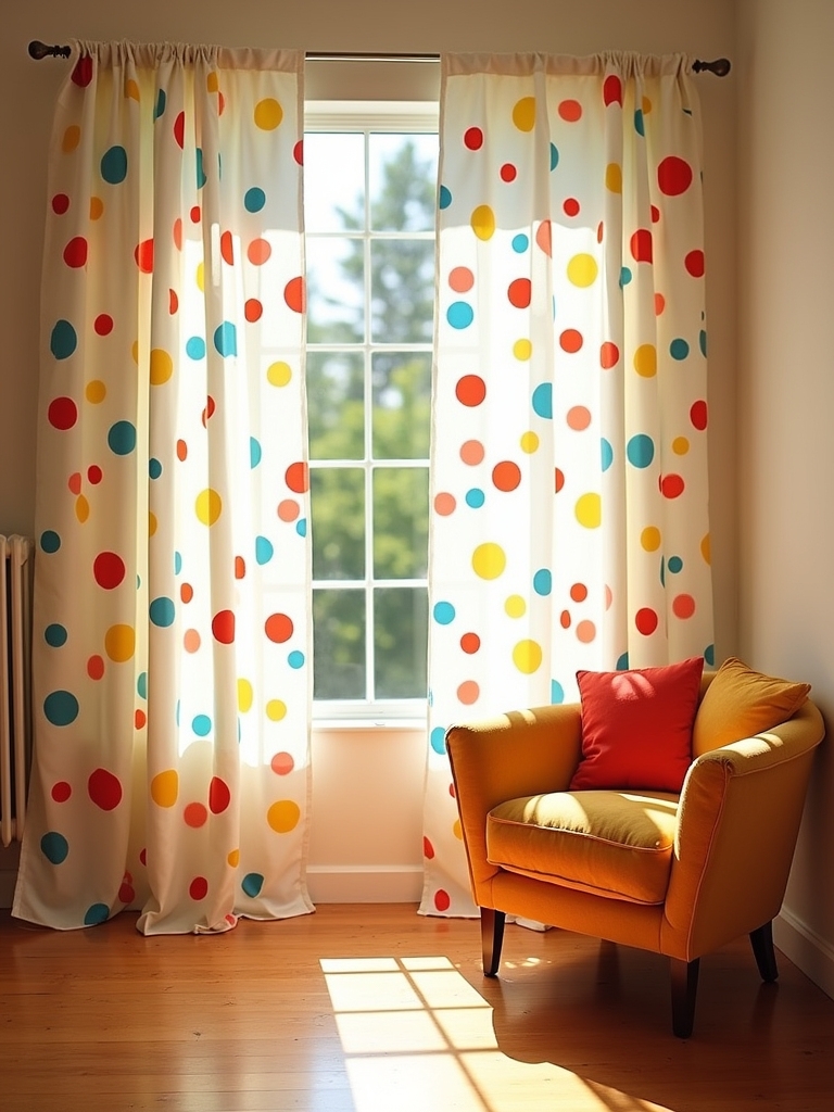 whimsical polka dot curtains