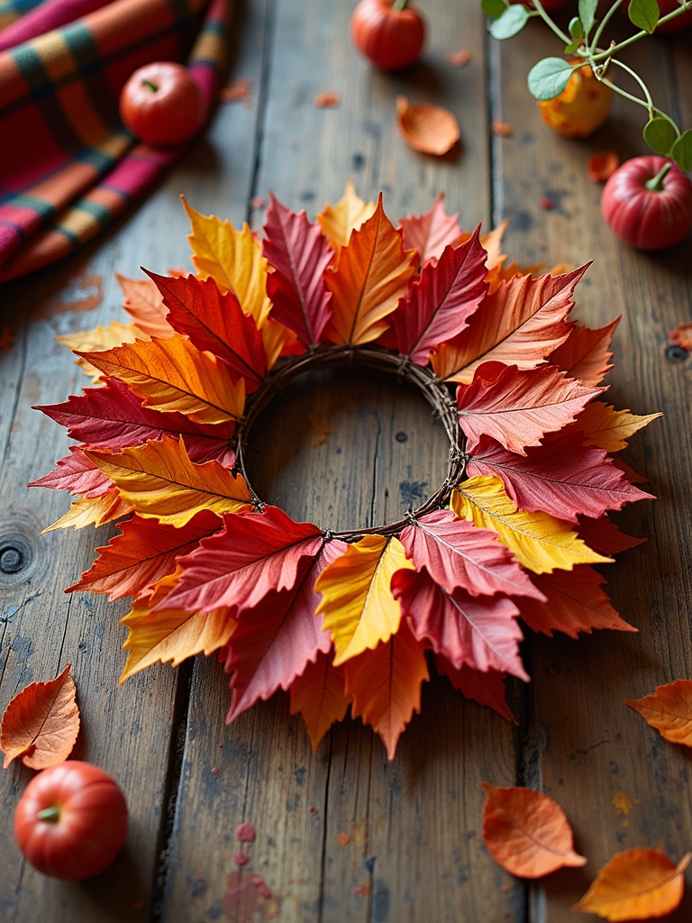 autumn leaf wreath crafting