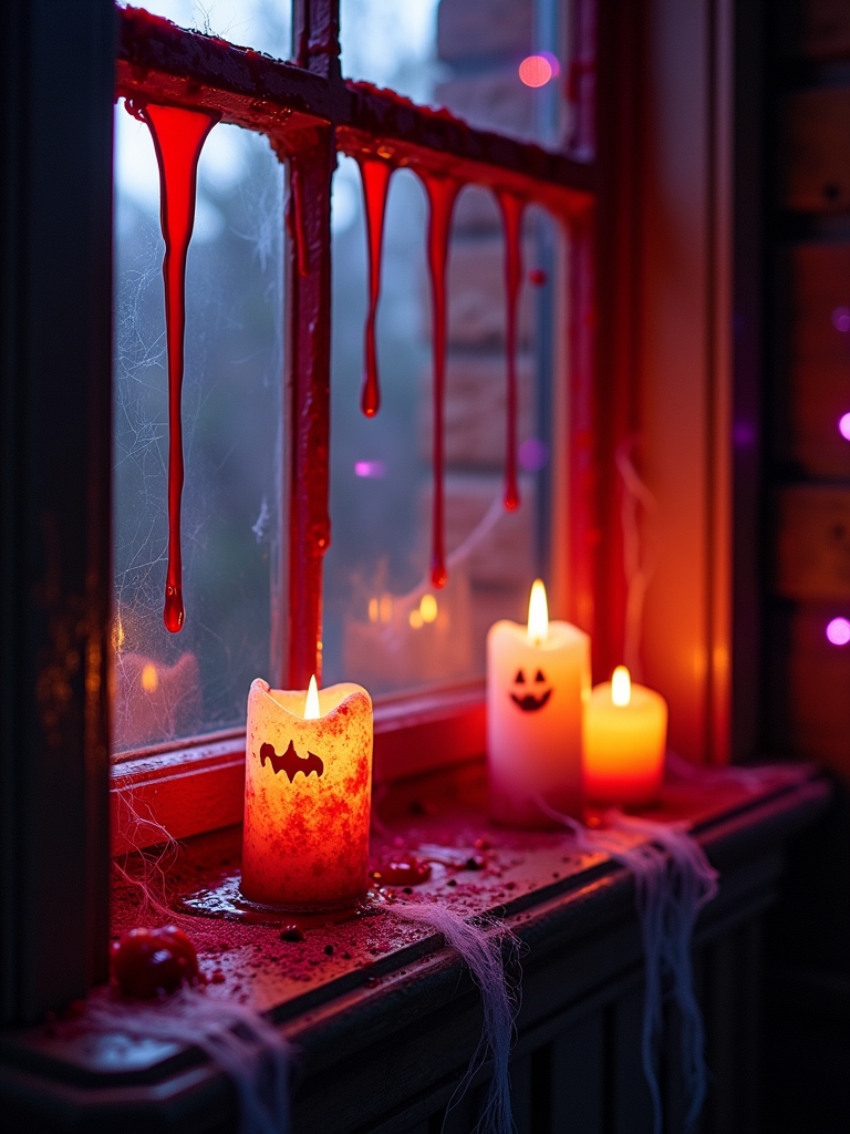 blood dripping halloween window decor