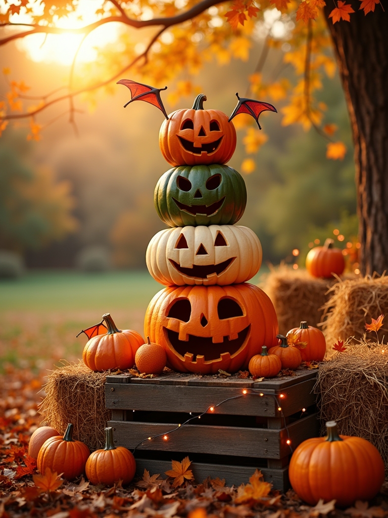 charming pumpkin stack displays
