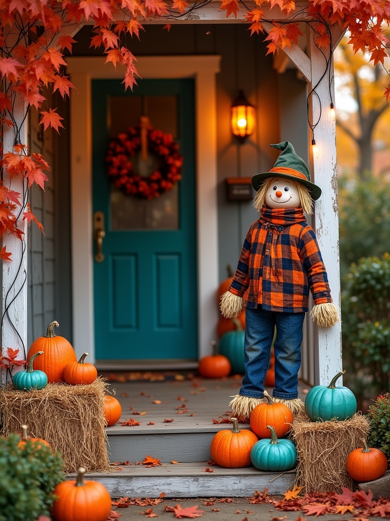 colorful fall porch decor