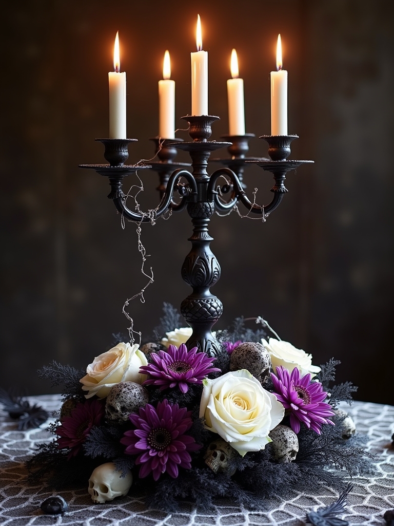 creepy chic candelabra centerpiece