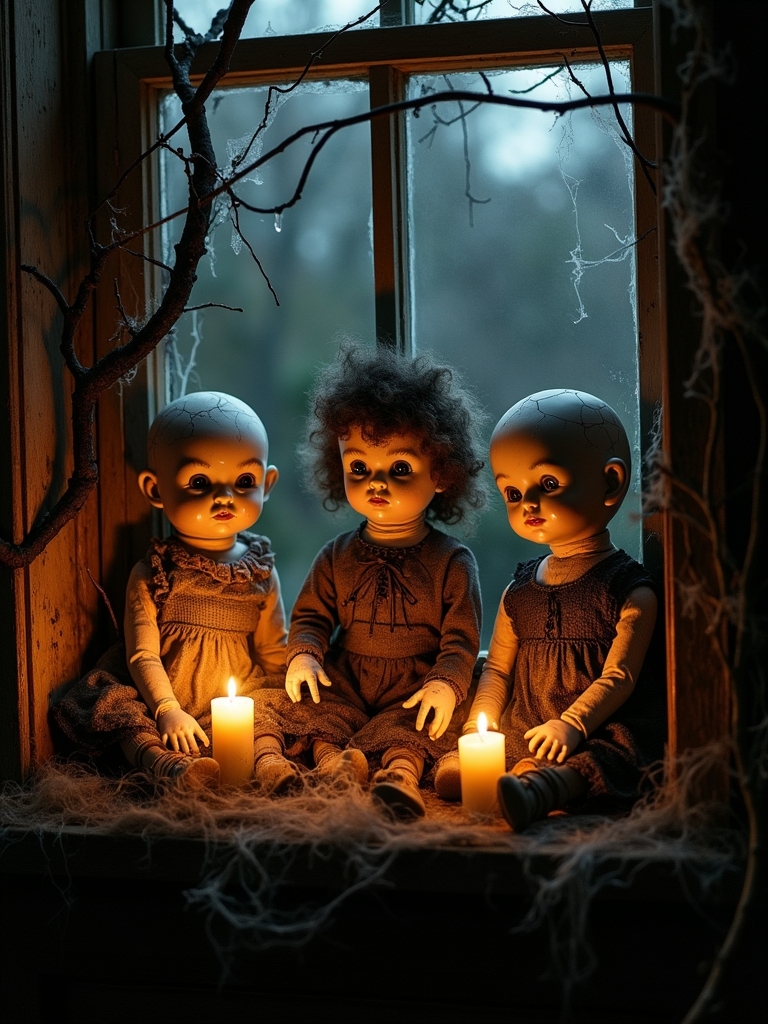 creepy doll halloween displays