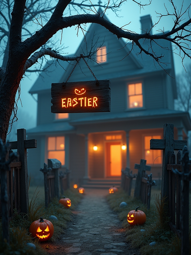 creepy haunted house entrance