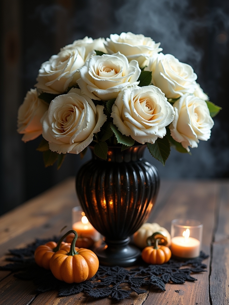eerie elegant white roses
