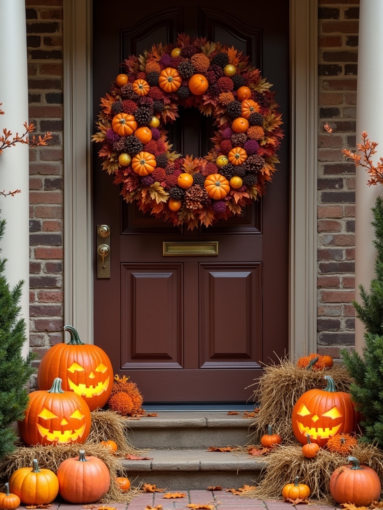 fall themed wreaths enhance decor