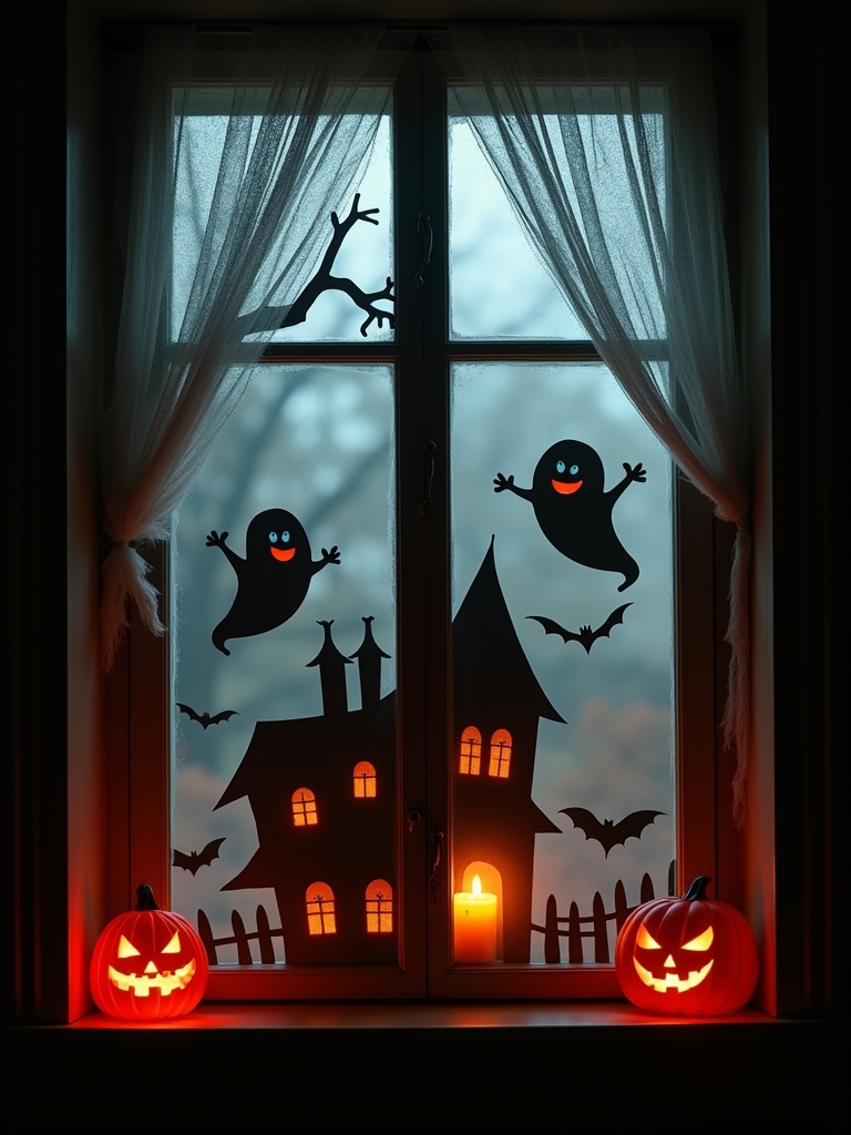 haunted window halloween display